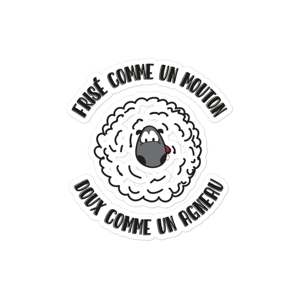 Autocollants découpés sur mesure "Frisé comme un mouton doux comme un agneau"