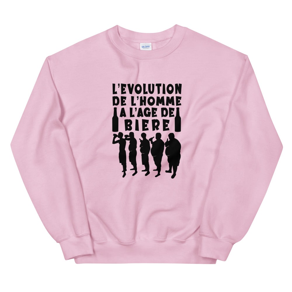 Sweat Unisexe à Col Rond "L'évolution de l'homme à l'âge de bierre"