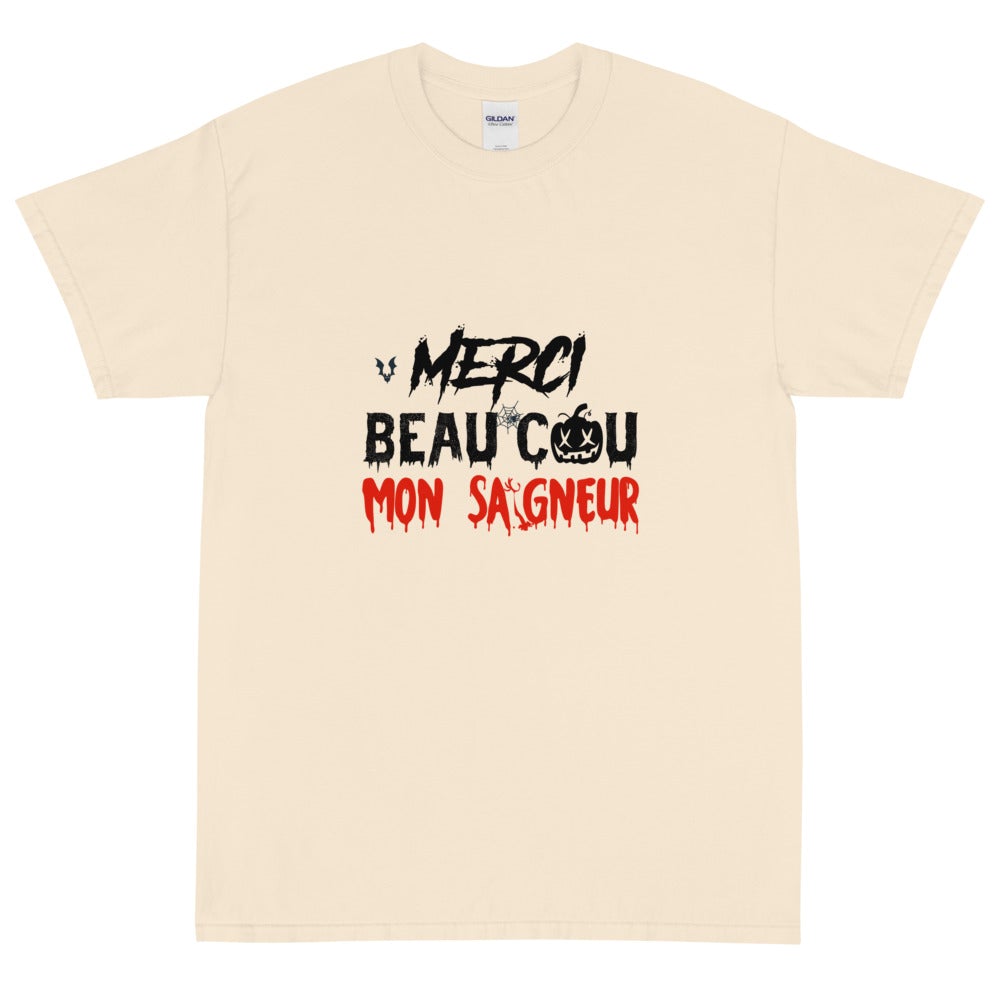 T-shirt unisexe Halloween Vampire "Merci beau cou mon saigneur"