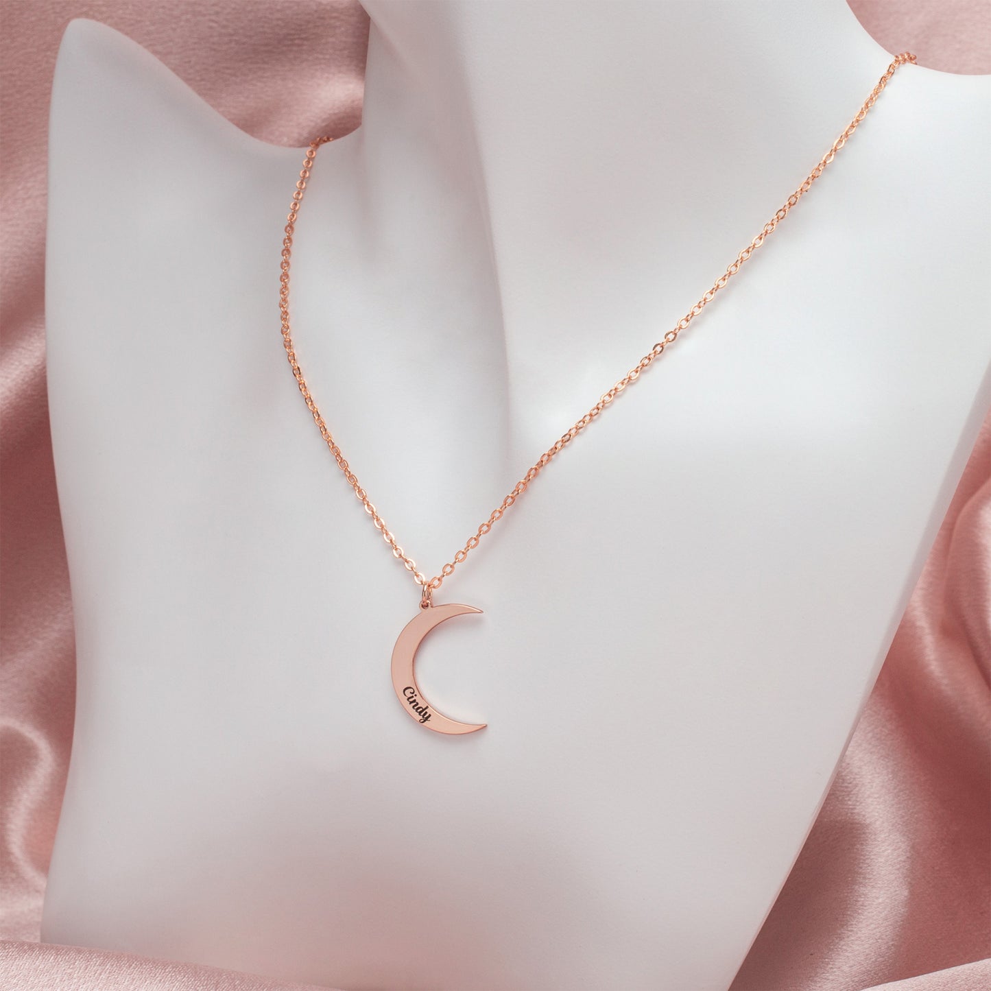 Collier Personnalisé prénom Pendentif croissant de lune