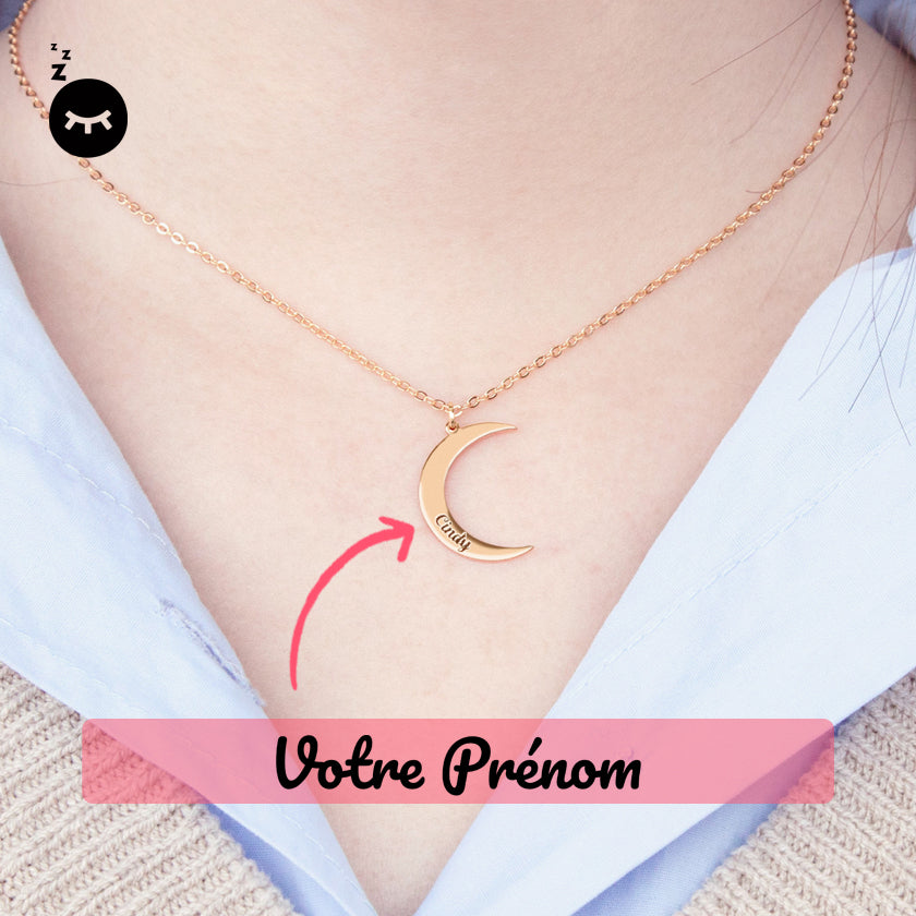 Collier Personnalisé prénom Pendentif croissant de lune