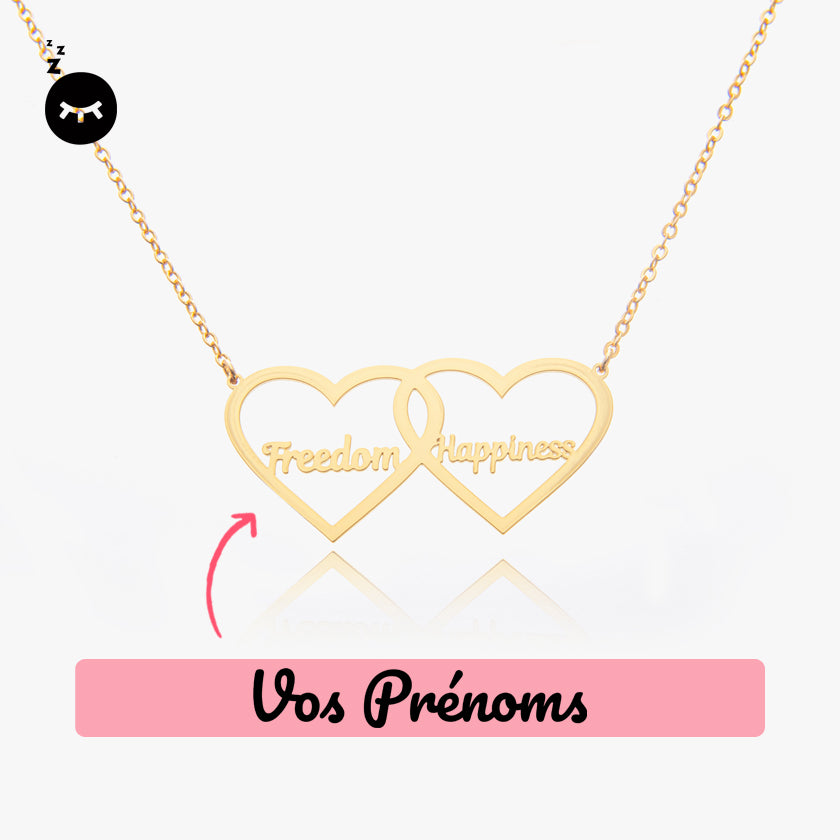 Collier à double cœur personnalisé prénom couple