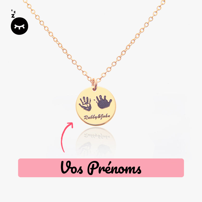 Collier personnalisé empreintes mains avec prénom