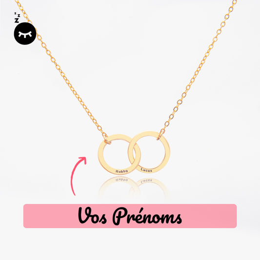 Collier personnalisé prénom cercles imbriqués pour couple