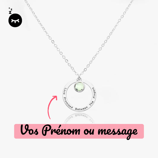 Collier personnalisé prénoms avec pierre de naissance Argent 925