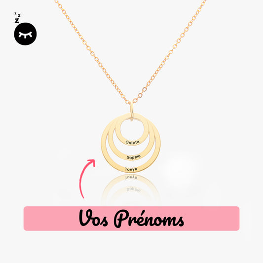 Collier personnalisé prénoms cercles imbriqués Argent sterling 925
