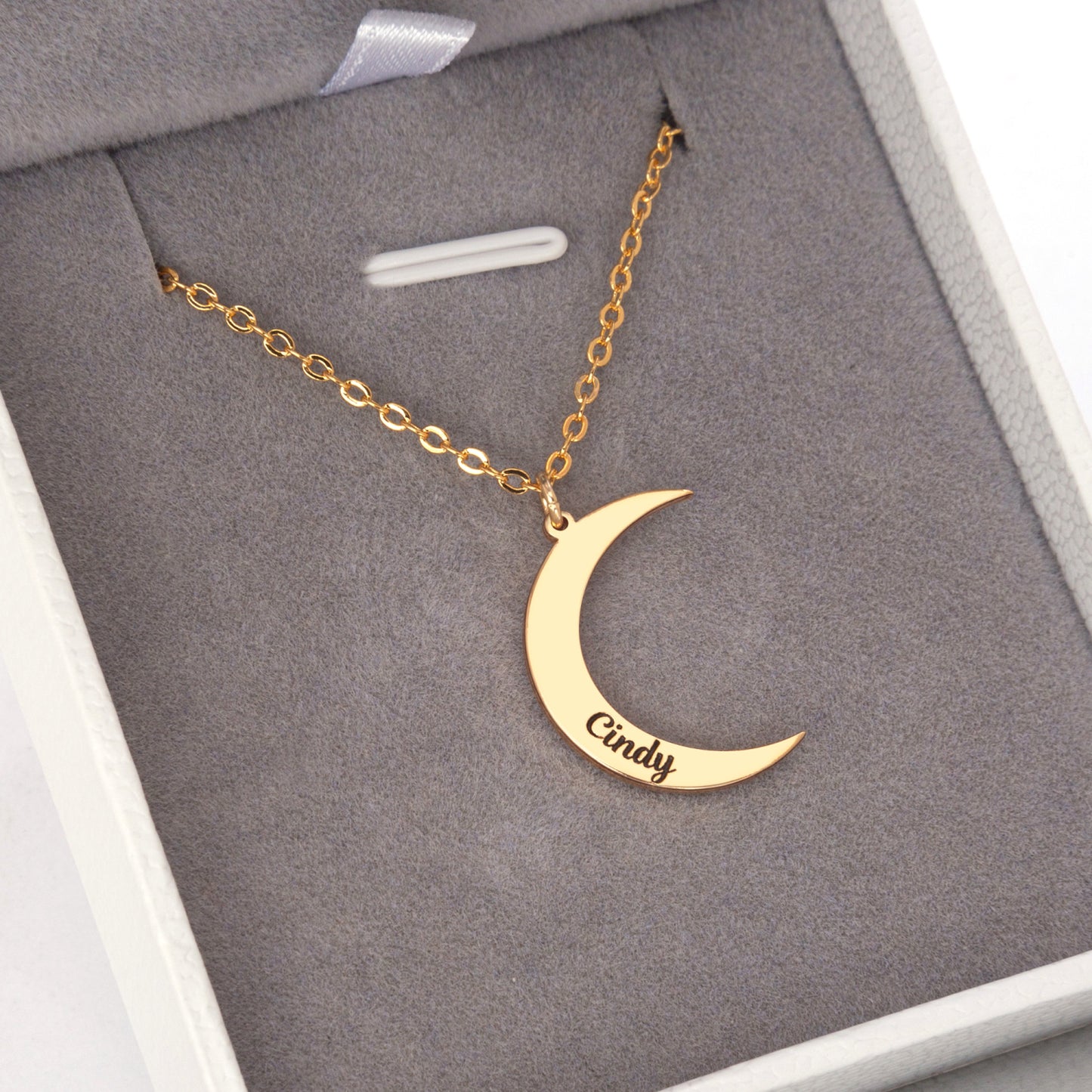 Collier Personnalisé prénom Pendentif croissant de lune