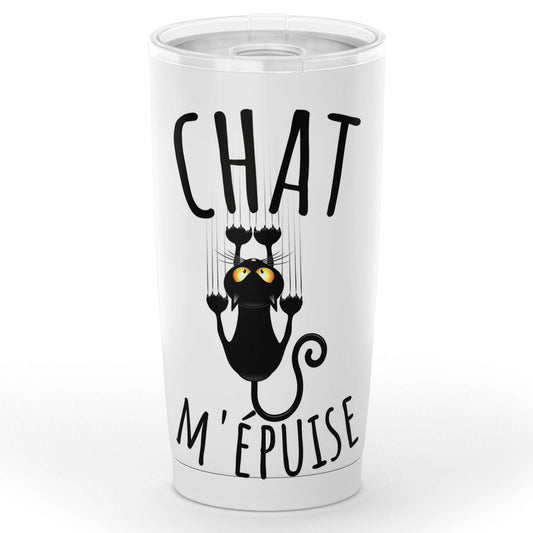 Gobelet chat m'épuise en acier inoxydable