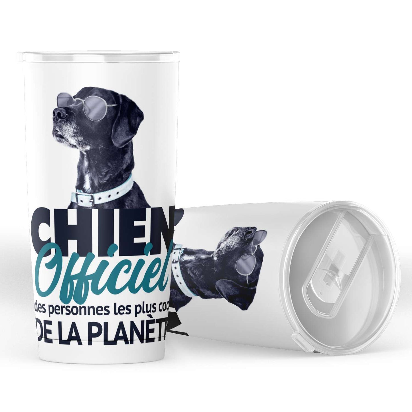 Gobelet Chien Dogue Allemand, "CHIEN OFFICIEL DES PERSONNES LES PLUS COOL DE LA PLANÈTE" en acier inoxydable