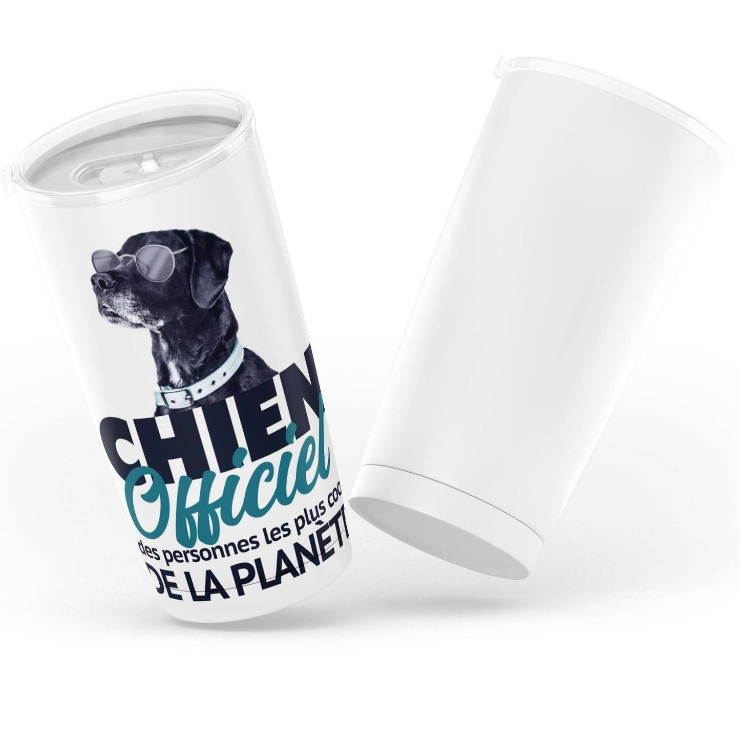 Gobelet Chien Dogue Allemand, "CHIEN OFFICIEL DES PERSONNES LES PLUS COOL DE LA PLANÈTE" en acier inoxydable