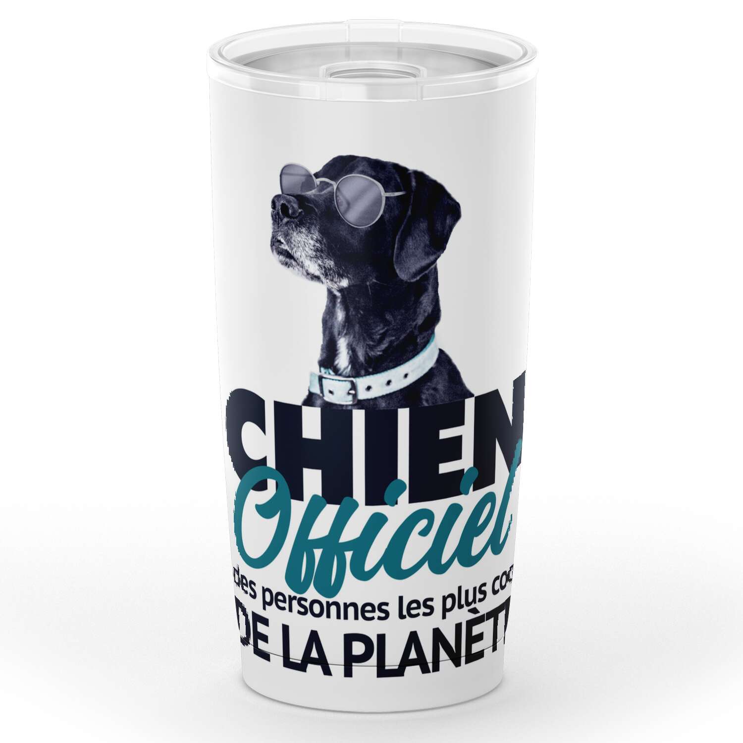 Gobelet Chien Dogue Allemand, "CHIEN OFFICIEL DES PERSONNES LES PLUS COOL DE LA PLANÈTE" en acier inoxydable