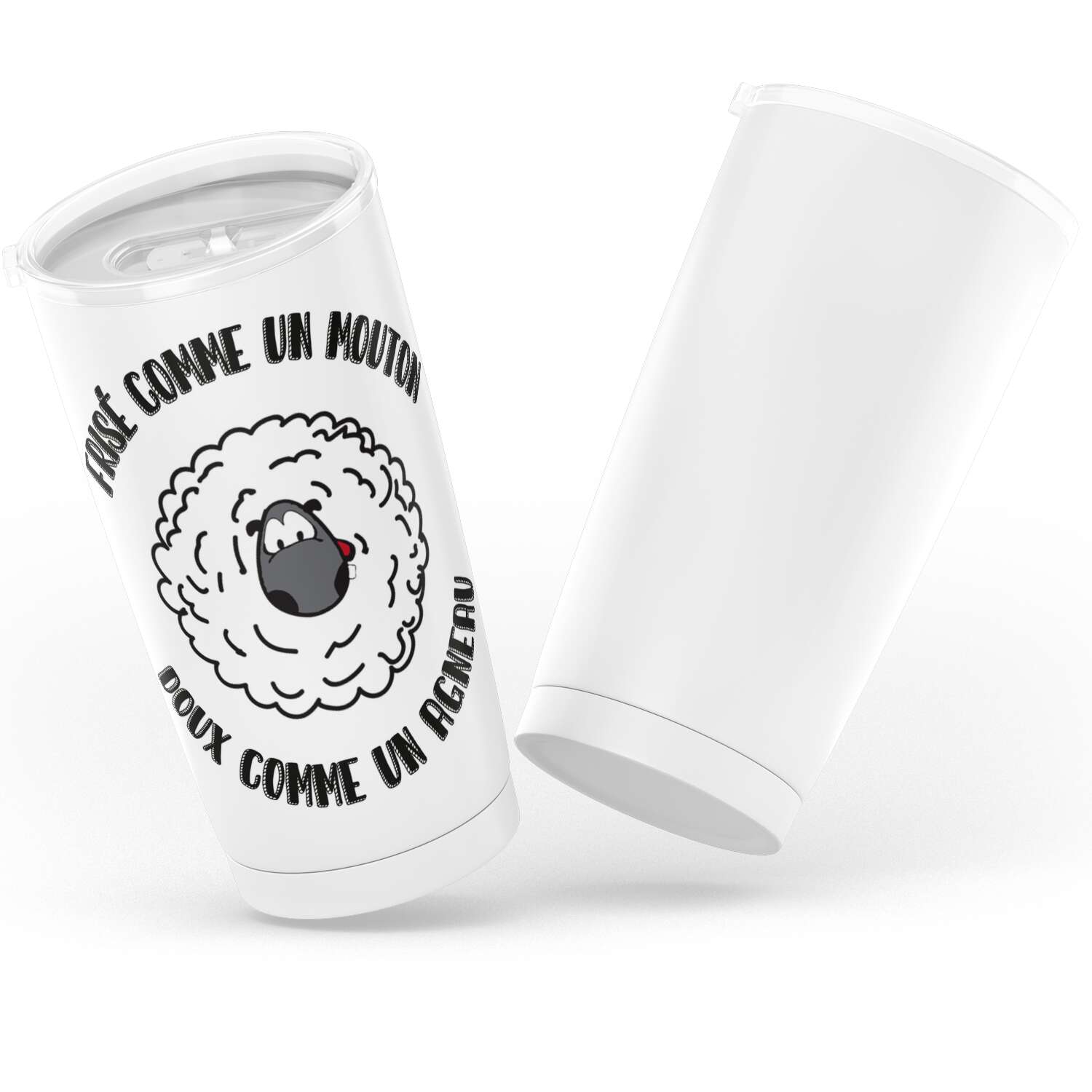 Gobelet en acier inoxydable "FRISÉ COMME UN MOUTON DOUX COMME UN AGNEAU"