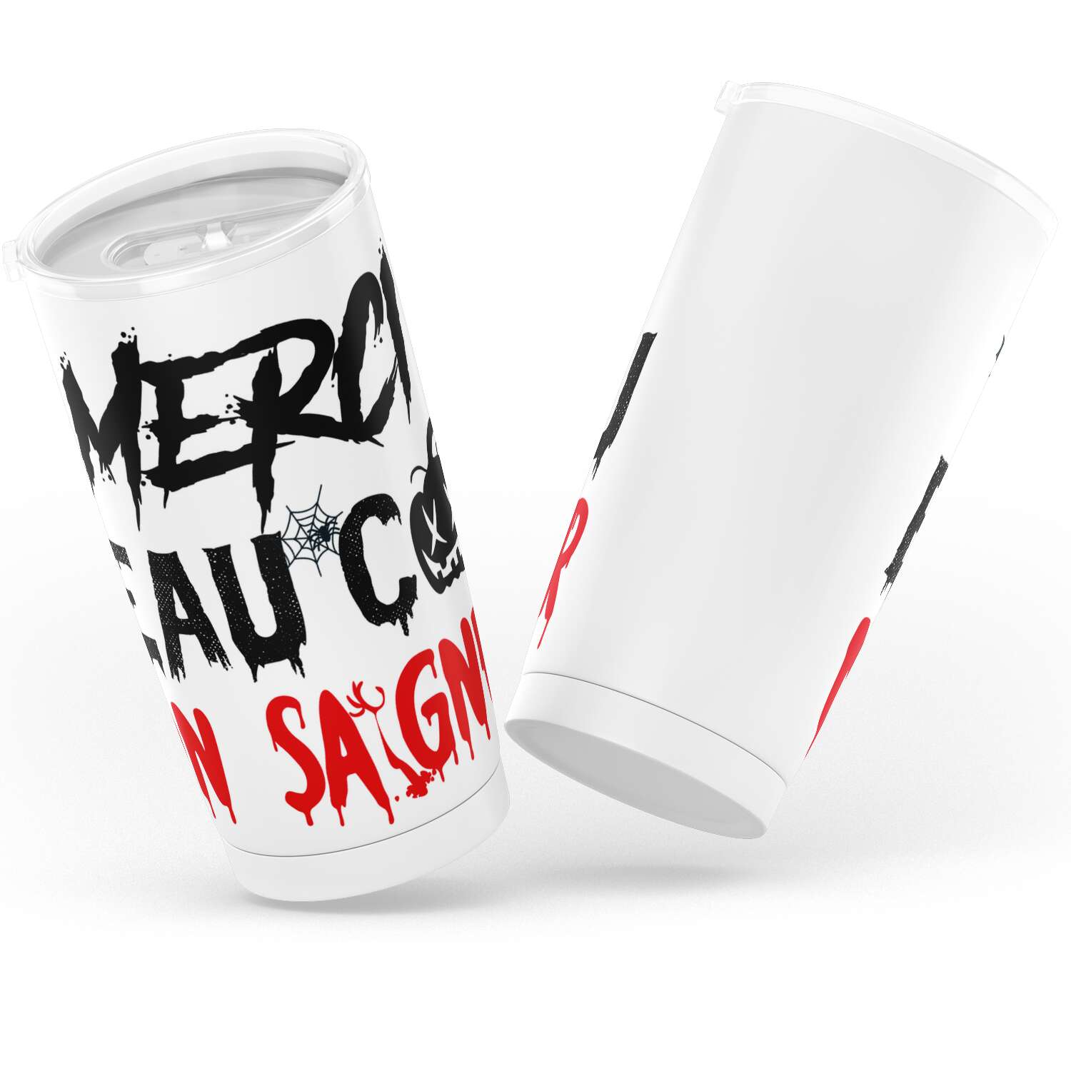 Gobelet en acier inoxydable Halloween Vampire "Merci beau cou mon saigneur"