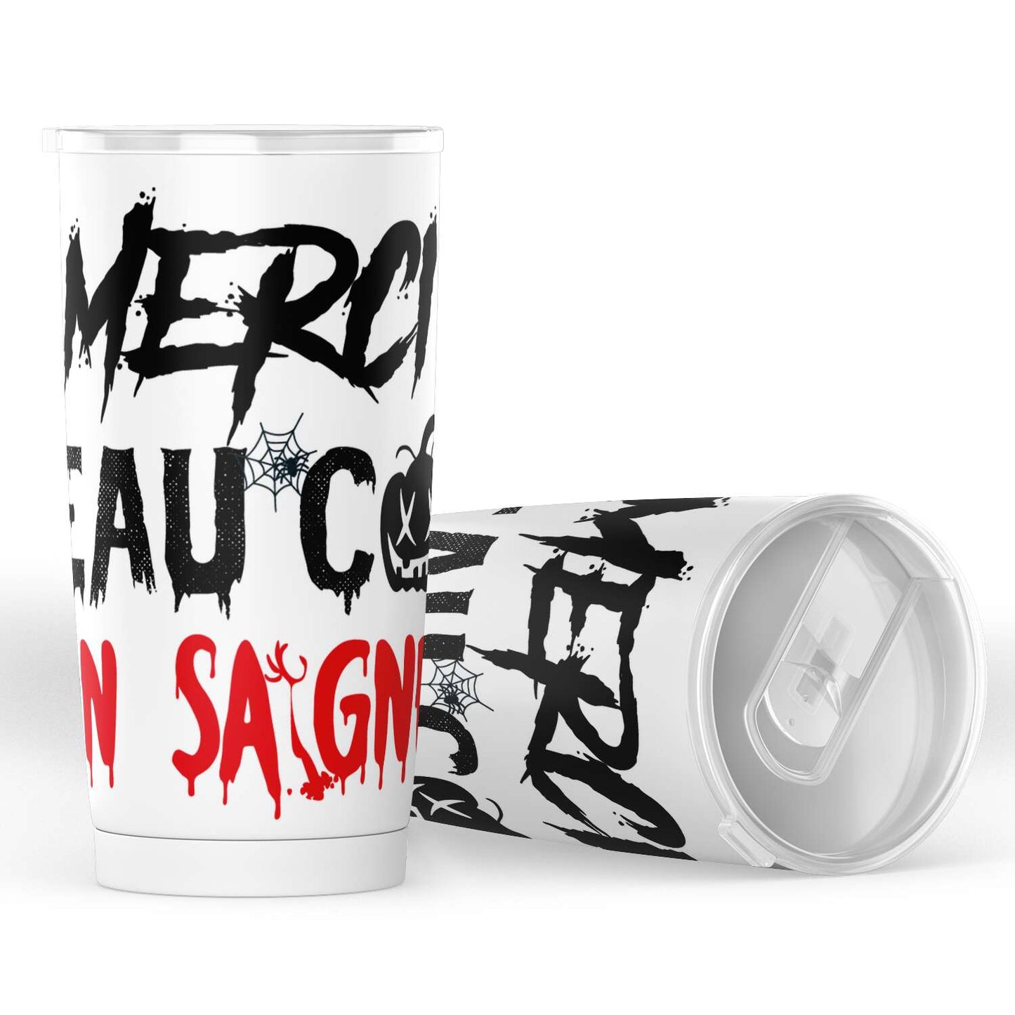 Gobelet en acier inoxydable Halloween Vampire "Merci beau cou mon saigneur"