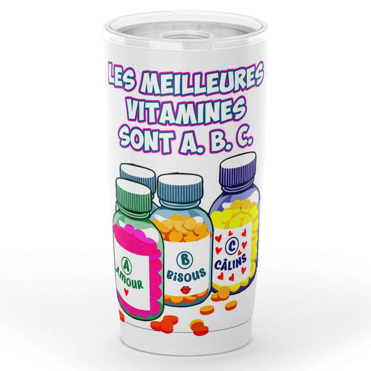 Gobelet en acier inoxydable les meilleures vitamines sont A, B et C