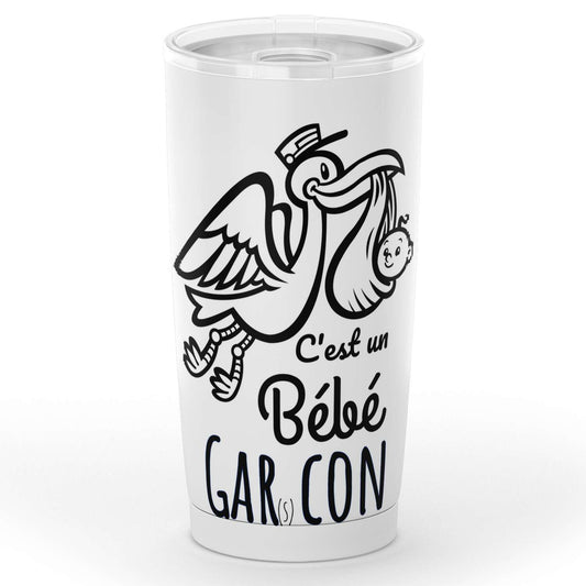 Gobelet gars con "c'est un bébé gars con" en acier inoxydable