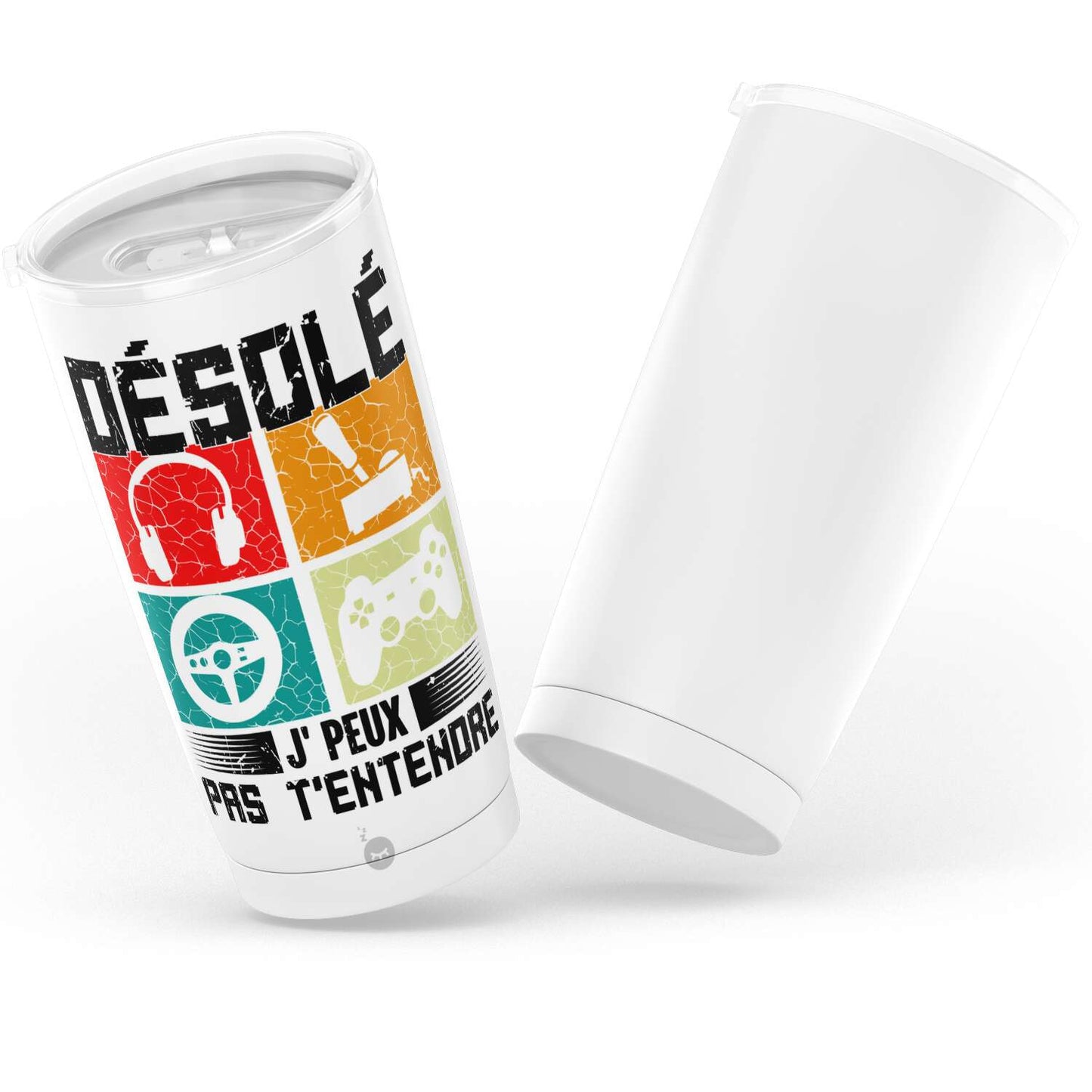 Gobelet geek drôle Désolé je ne peut pas t’entendre en acier