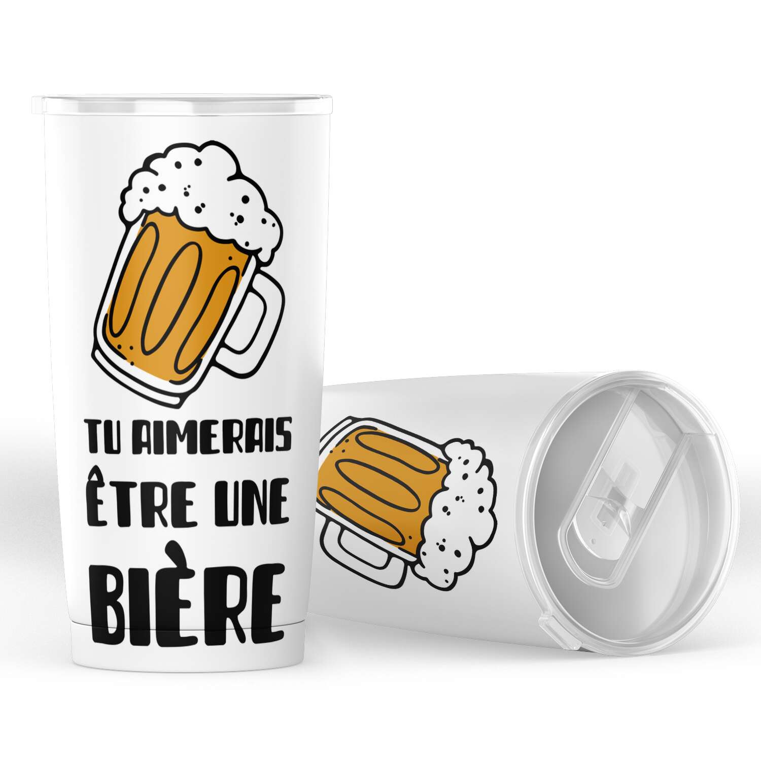 Gobelet j'aime la biere en acier inoxydable