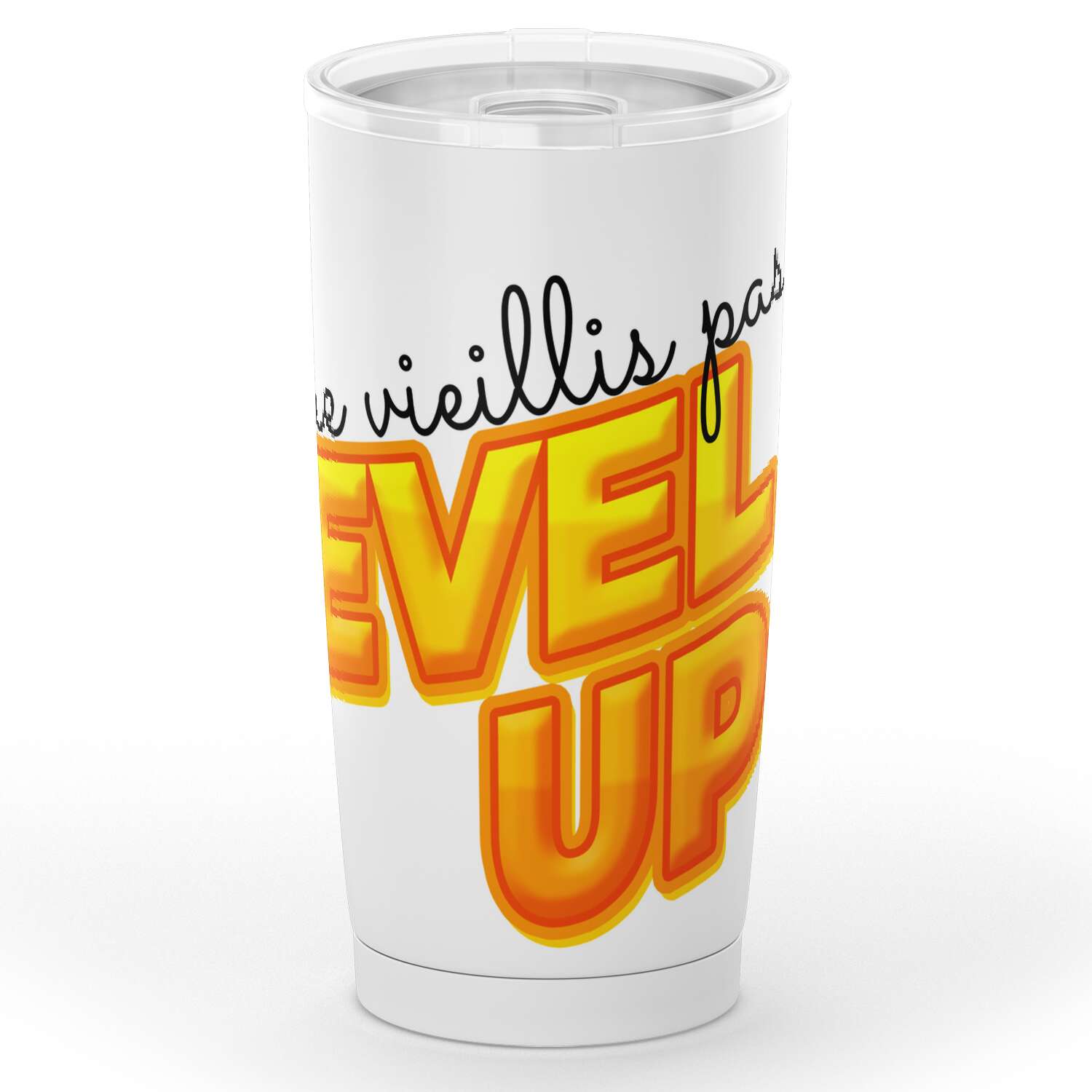 Gobelet Je ne vieillis pas je level-up en acier inoxydable