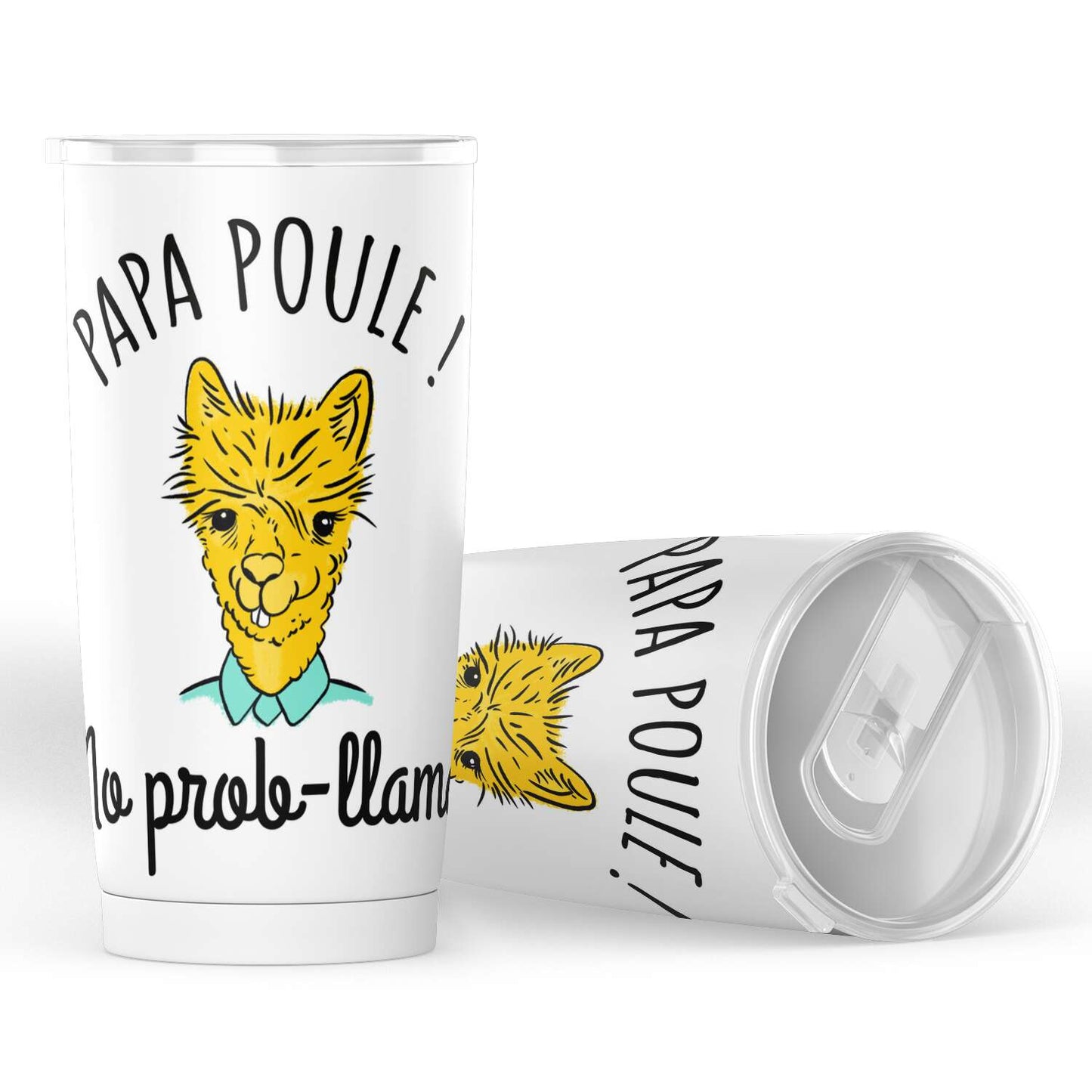 Gobelet papa poule no prob llama en acier inoxydable