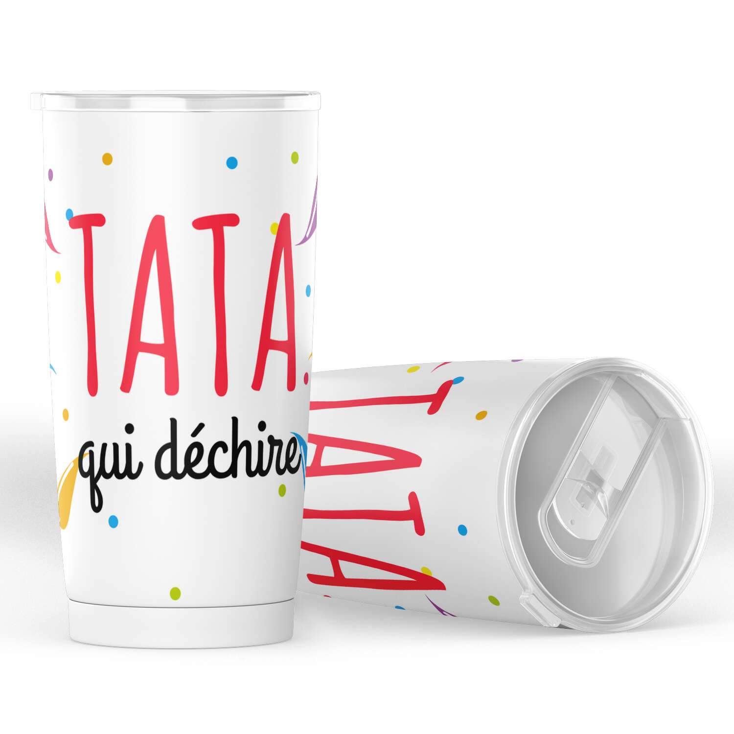 Gobelet Tata qui déchire en acier inoxydable | Subliminator