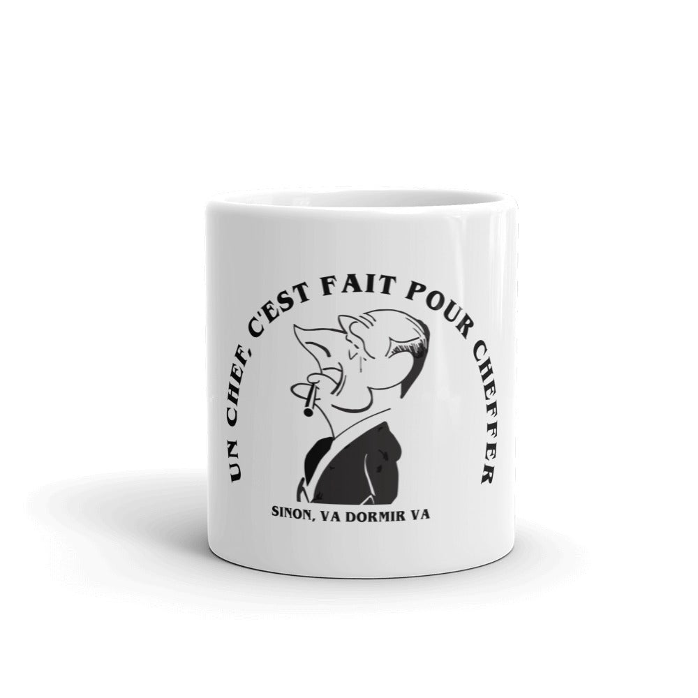 Mug Blanc Brillant "Chirac un chef c'est fait pour cheffer"