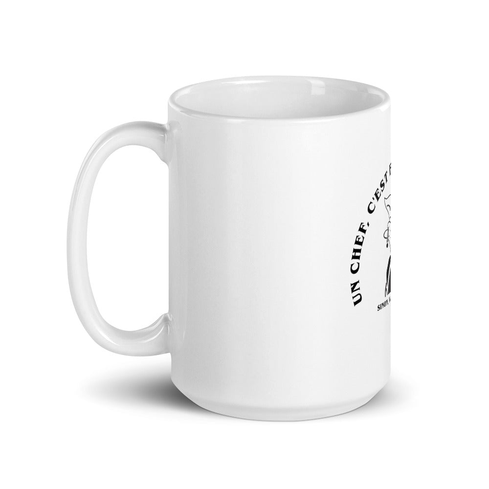 Mug Blanc Brillant "Chirac un chef c'est fait pour cheffer"