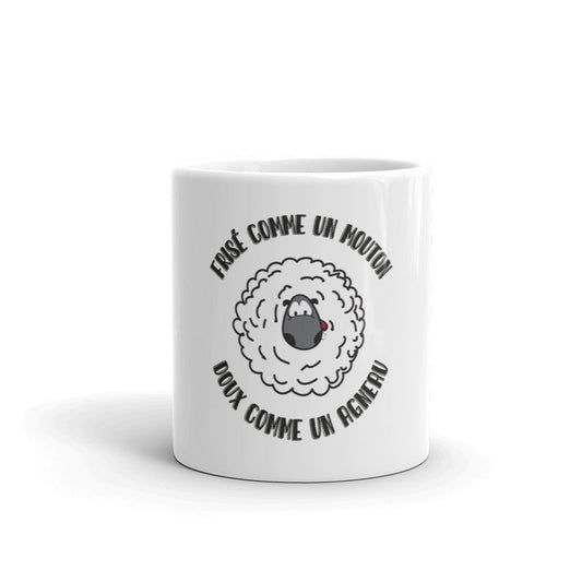 Mug Blanc Brillant "Frisé comme un mouton doux comme un agneau"