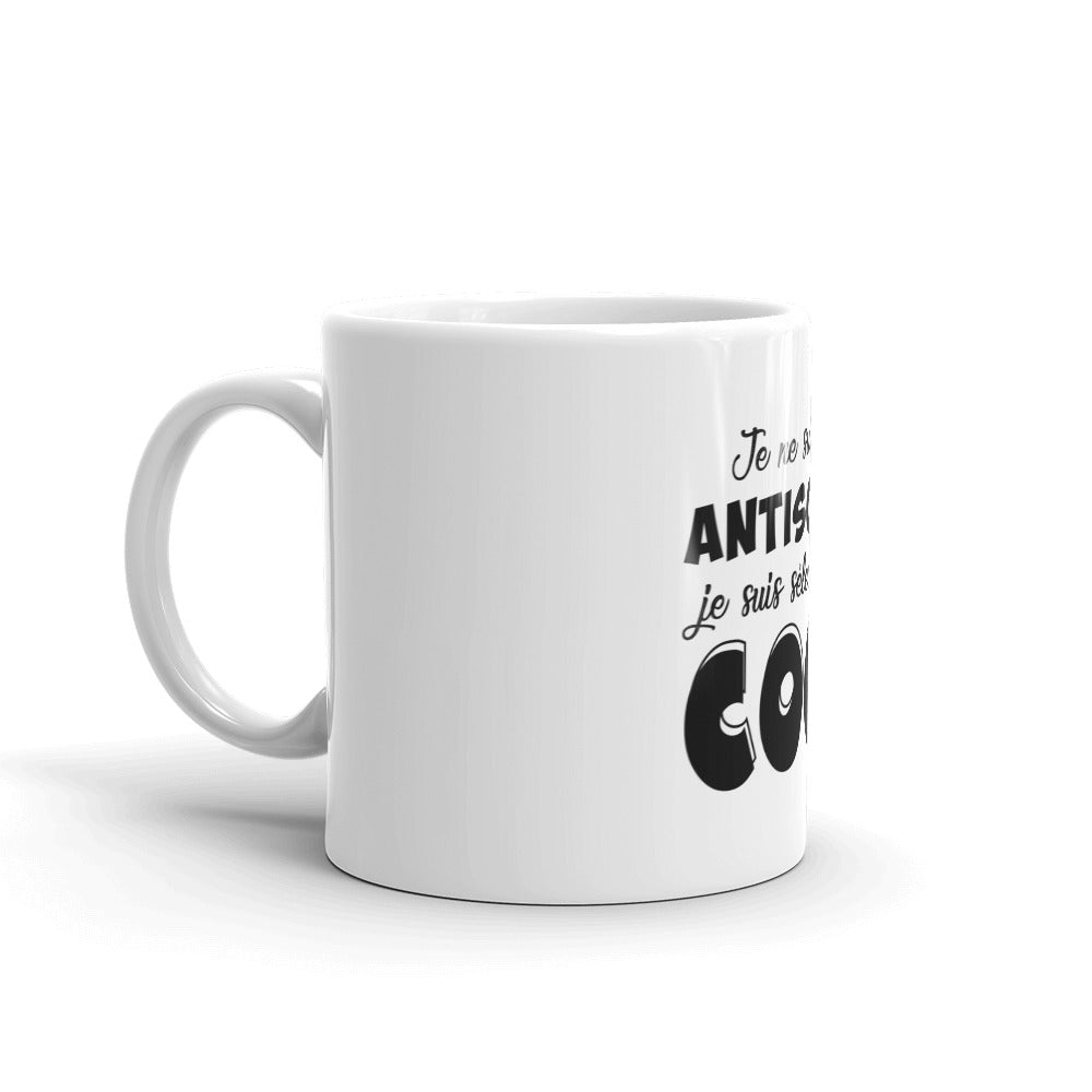 Mug Blanc Brillant "Je nes suis pas antisocial, je suis selectivement cool"
