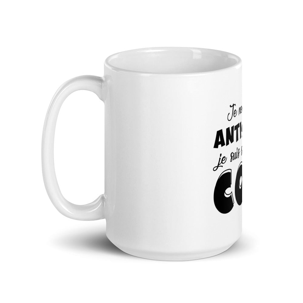 Mug Blanc Brillant "Je nes suis pas antisocial, je suis selectivement cool"