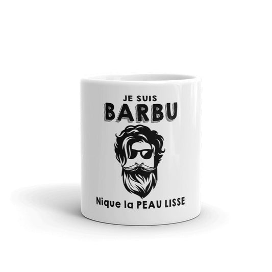 Mug Blanc Brillant "Je suis barbu nique la peau lisse"