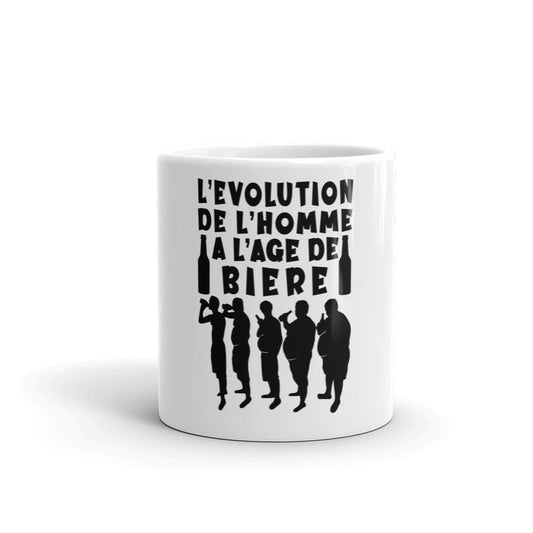 Mug Blanc Brillant "L'évolution de l'homme à l'âge de bierre"