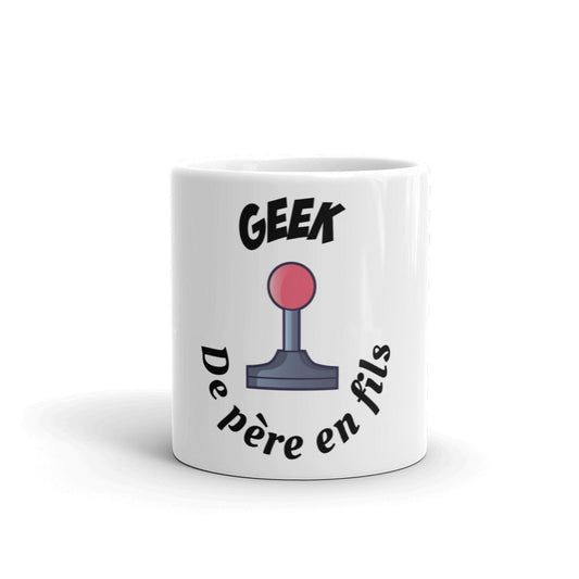 Mug "Geek de père en fils" Blanc Brillant