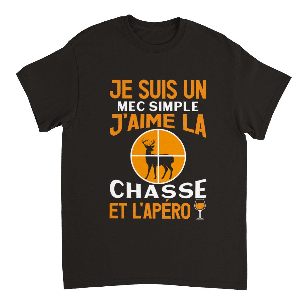 T-shirt Chasse et Apéro cadeau passionnés de chasse et d'apéritifs