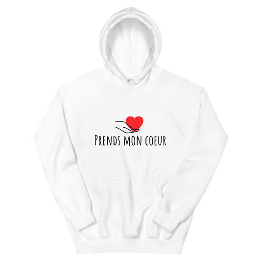 Sweat à capuche amoureux "Prends mon coeur"