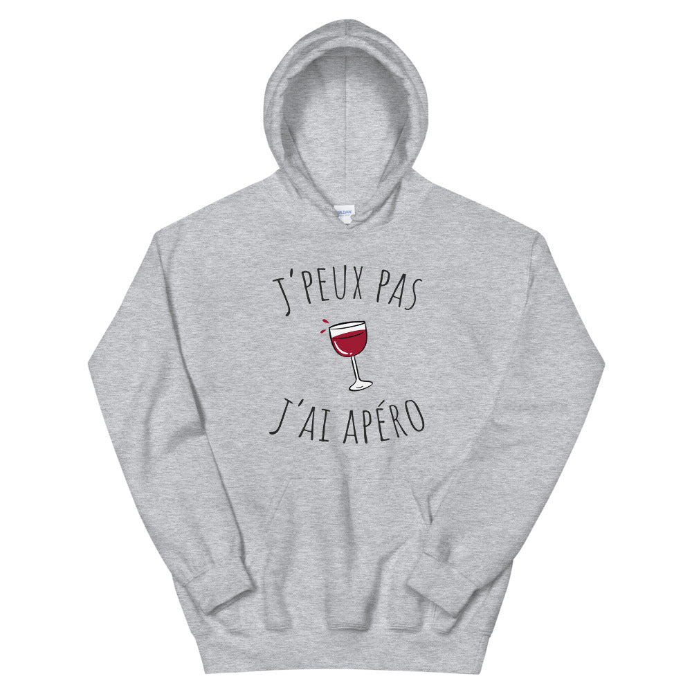 Sweat à capuche apéro, "J'peux pas j'ai apéro"