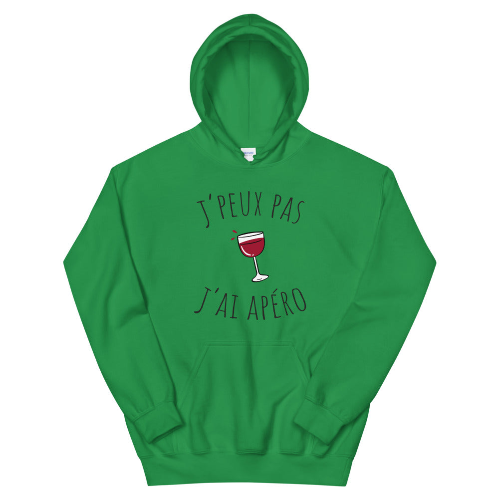 Sweat à capuche apéro, "J'peux pas j'ai apéro"