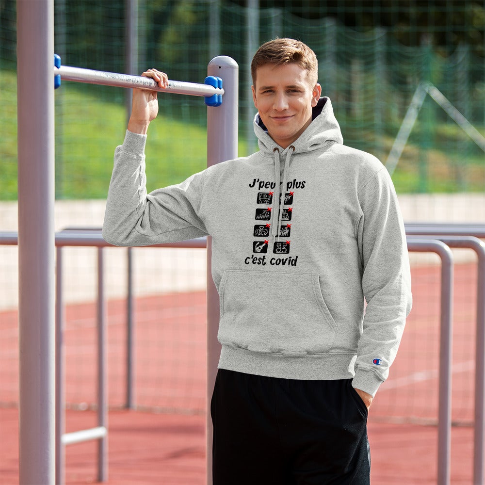 Sweat à Capuche Champion "J'peux plus c'est covid"