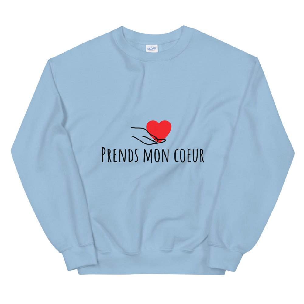 Sweat amoureux "Prends mon coeur" Unisexe à Col Rond