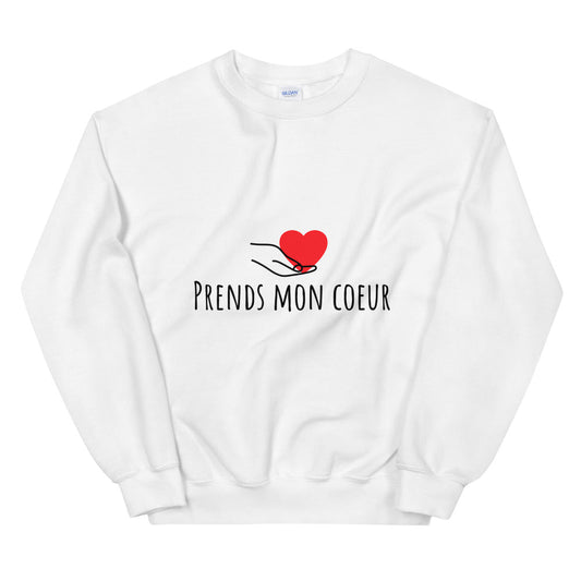 Sweat amoureux "Prends mon coeur" Unisexe à Col Rond