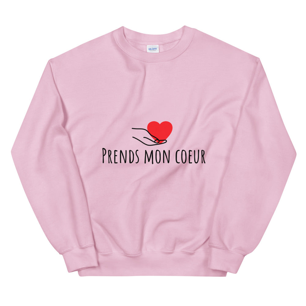Sweat amoureux "Prends mon coeur" Unisexe à Col Rond