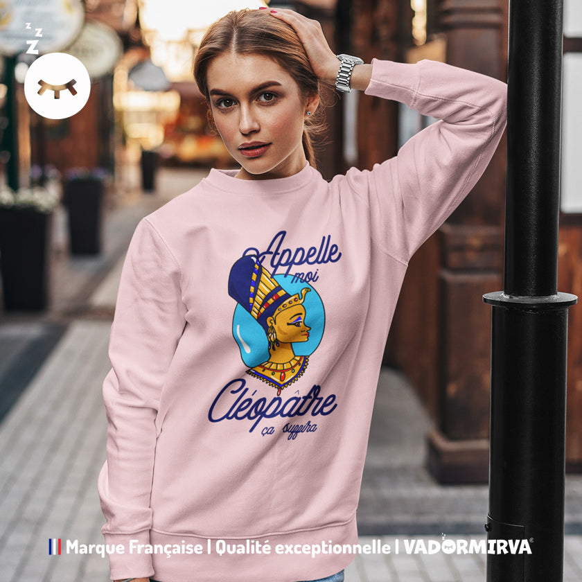 Sweat Cléopâtre "Appelle-moi Cléopâtre" Unisexe à Col Rond