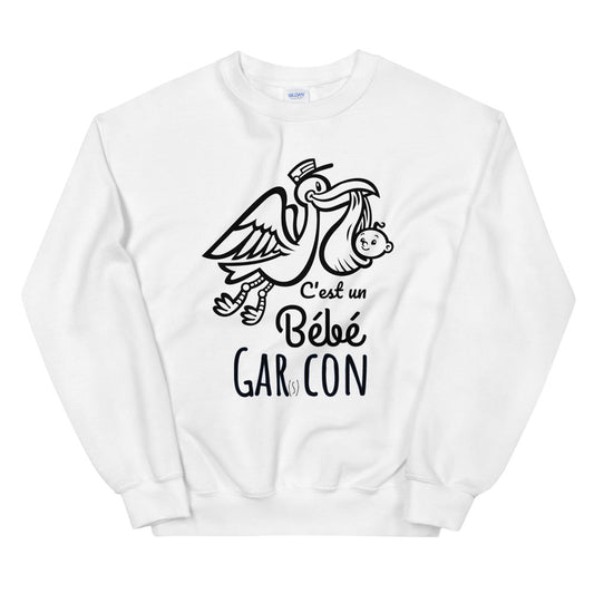 Sweat gars con "c'est un bébé gars con" Unisexe à Col Rond