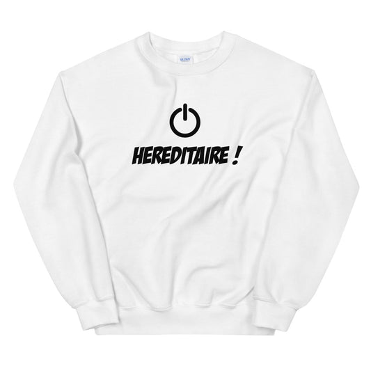 Sweat "Geek Hereditaire" Blanc Brillant Unisexe à Col Rond