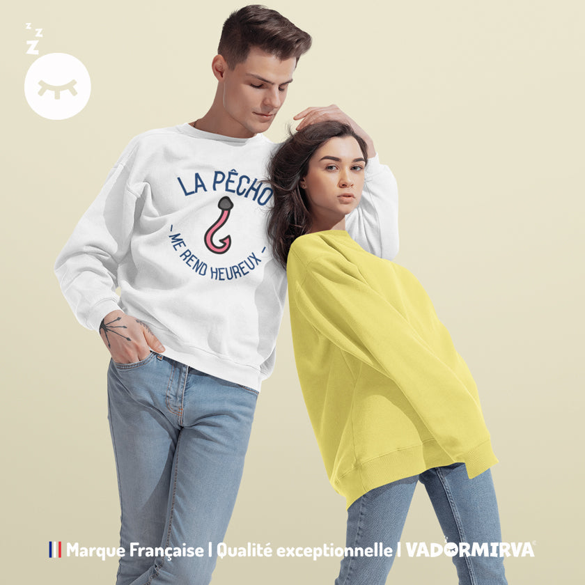Sweat la pêcho me rend heureux Unisexe à Col Rond