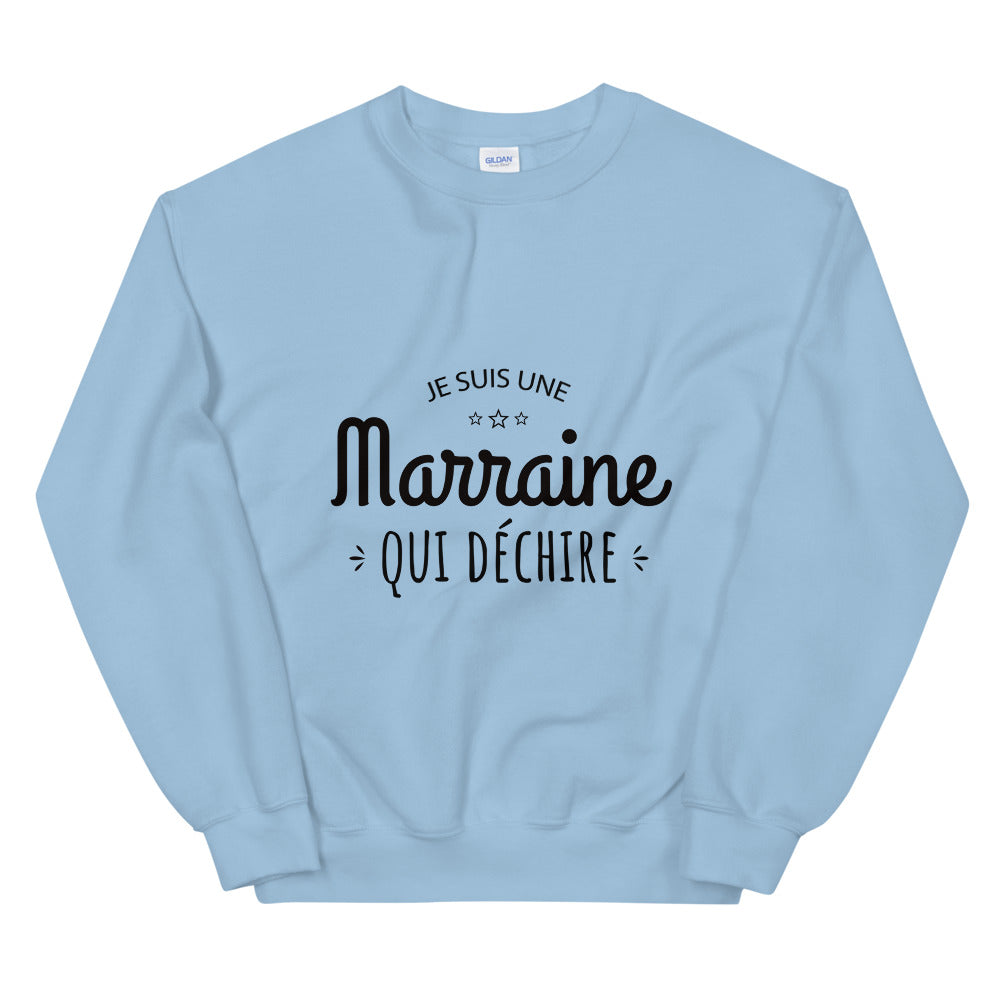 Sweat Marraine "Je suis une marraine qui déchire" Unisexe à Col Rond