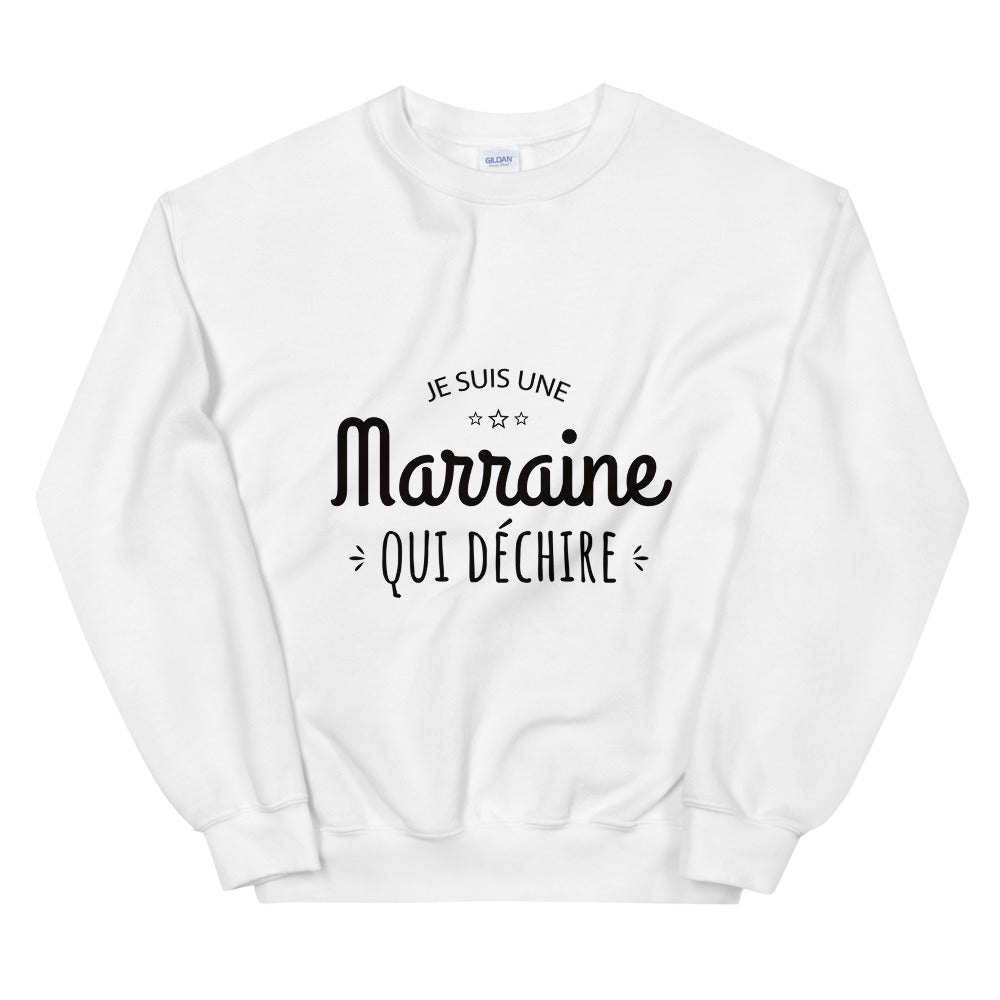 Sweat Marraine "Je suis une marraine qui déchire" Unisexe à Col Rond