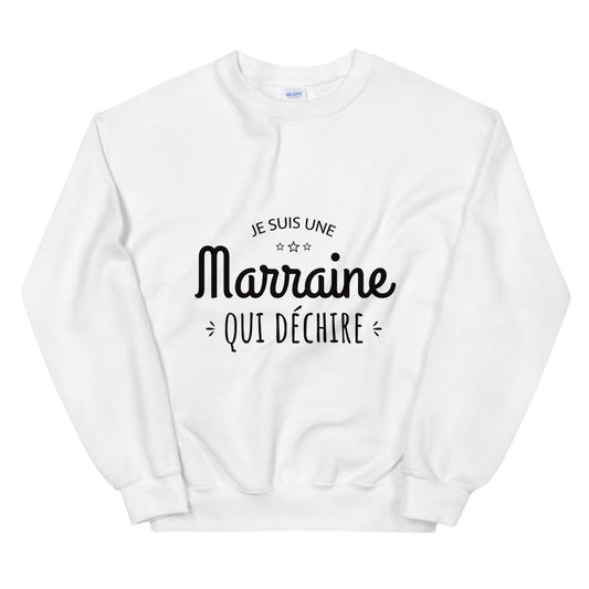 Sweat Marraine "Je suis une marraine qui déchire" Unisexe à Col Rond