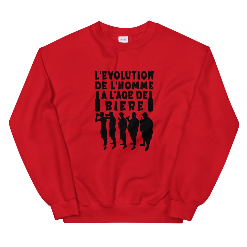 Sweat Unisexe à Col Rond "L'évolution de l'homme à l'âge de bierre"