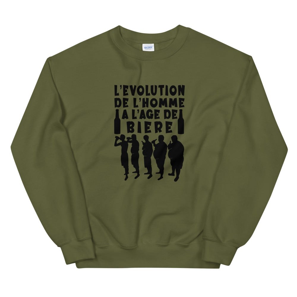 Sweat Unisexe à Col Rond "L'évolution de l'homme à l'âge de bierre"